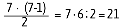 Formel als Bild - (7*(7-1))/2 = 7*6/2 = 21